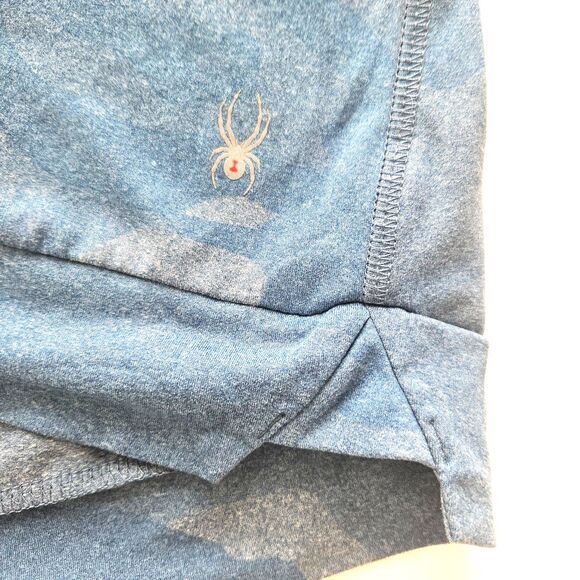 SPYDER ACTIVE Blue Camo Women Med Long Sleeve Hoodie Athletic Shirt $68 - Picture 3 of 6